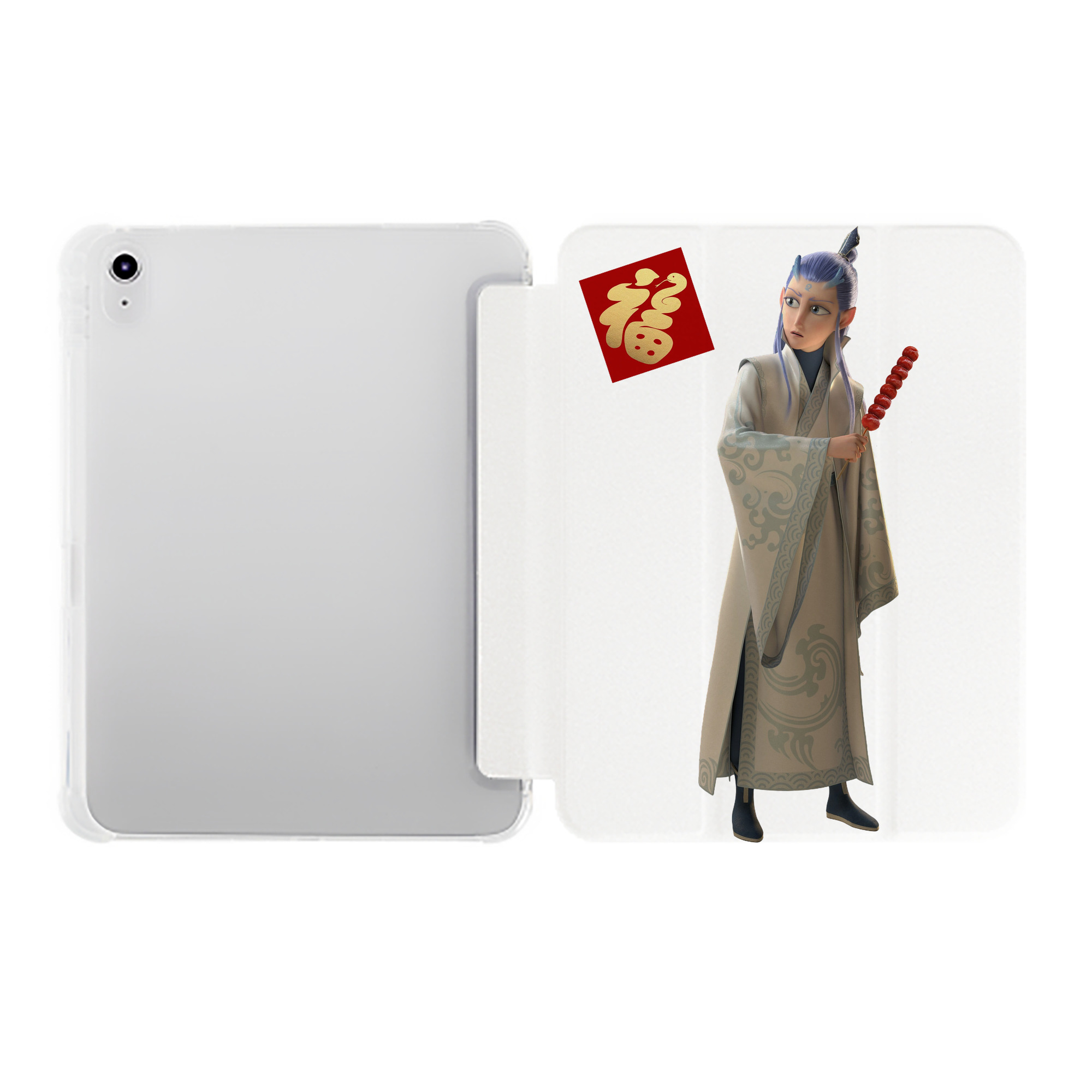 （画像用） Ne Zha 2 ナタ 魔童の大暴れ IPad ケース ペン収納付き 三つ折りスタンド PUレザー×シリコン 対応機種9.5/10.5/10.9インチ